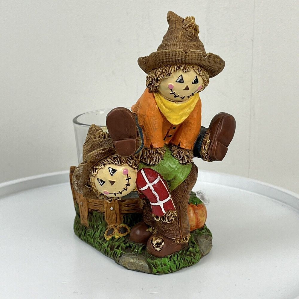 Yankee Candle Votive Holder Scarecrow‎ Jumping Resin Fall Halloween